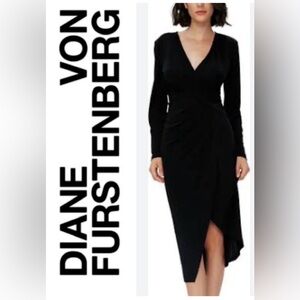 Diane Von Furstenberg Elegant Black Long Sleeve Dress- Nevine dress XS -